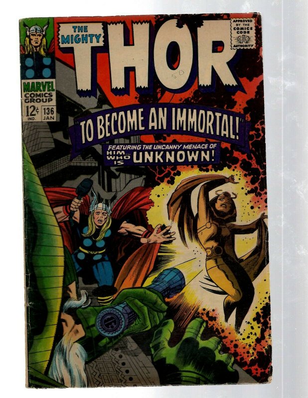 Mighty Thor # 136 FN Marvel Comic Book Loki Odin Asgard Sif Avengers Hulk RB8