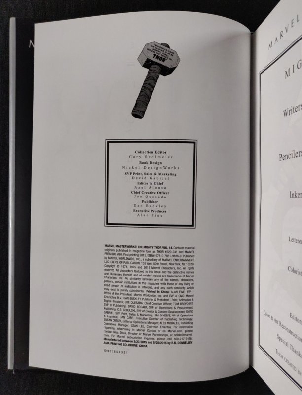 2015 Marvel Masterworks: The Mighty Thor Volume 14 - 1st printing HC OOP (9/9.2)