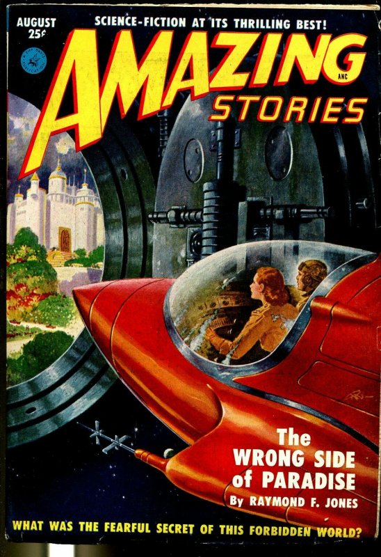 Amazing Stories 8/1951-Robert Gibson Jones retro rocket-cover-high grade-VF