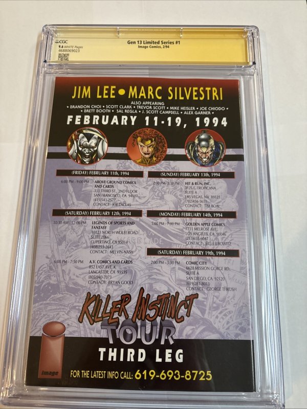 Gen 13 Limited series (1994) # 1 (CGC 9.6 SS) Signed Jim Lee & Scott Campbell