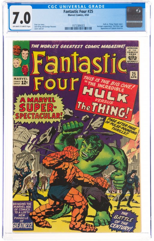 Fantastic Four #25 (Marvel, 1964) CGC Graded 7.0 - First Hulk vs. Thing battle