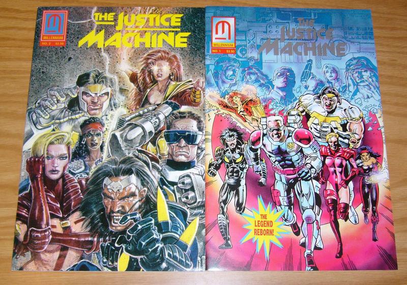 Justice Machine #1-2 VF/NM complete series - millennium comics set lot 1992