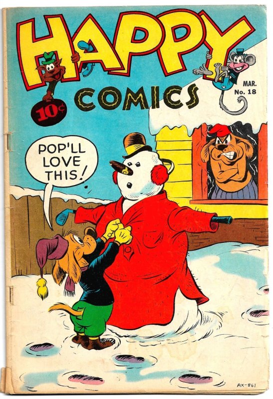 HAPPY COMICS #18 (Mar 49) 5.0 VG/FN  Jack Bradbury!  Dan Gordon!  Al Hubbard!