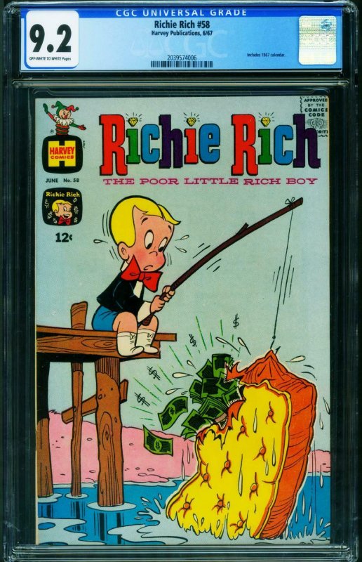 Richie Rich #58 CGC 9.2 1967 Harvey comic book 2039574006