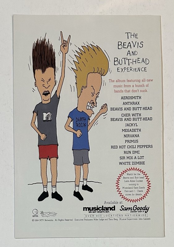 (1994) Marvel Comics BEAVIS AND BUTTHEAD #1 NEWSSTAND VARIANT COVER! RARE!