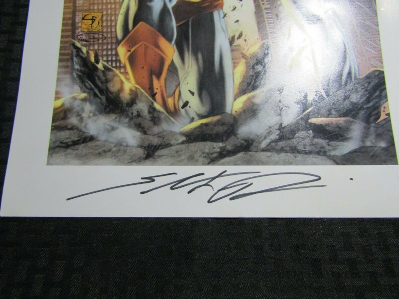 SUPERMAN Punching Pavement 12x18 Signed Print FN+ 6.5 DC Comics 