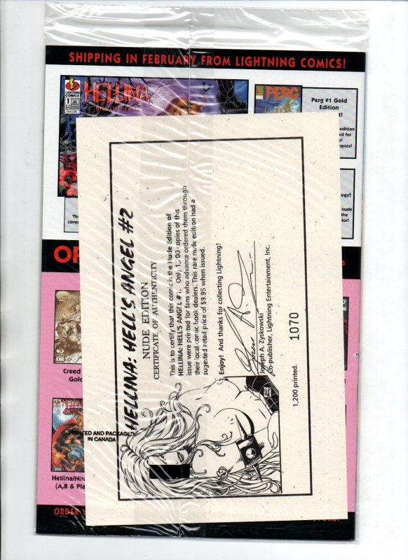 Hellina Hell's Angel #2 A Nude Variant Sealed w/COA - Lightning - 1996 - NM