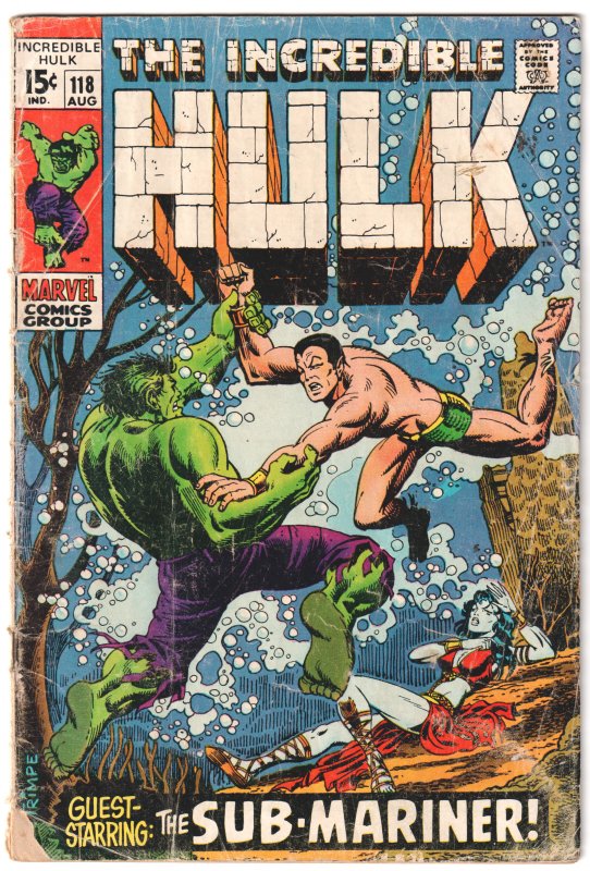 The Incredible Hulk #118 (1969) Classic Hulk vs Sub-Mariner battle