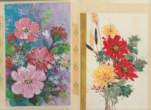 MOTHERS DAY Pink & Red Flowers by Cho Kay 6.5x10 Greeting Card Art LOT of 2