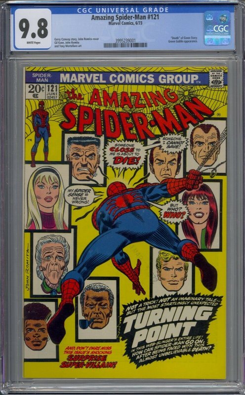 AMAZING SPIDER-MAN #121 CGC 9.8 DEATH OF GWEN STACY WHITE PAGES 