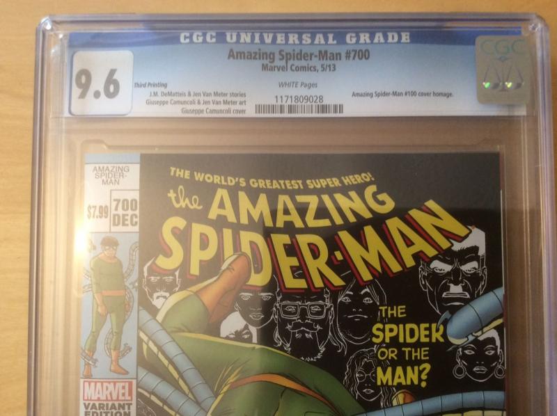 AMAZING SPIDER MAN 700, CGC 9.6, 3RD THIRD PRINT VARIANT, DOC OK