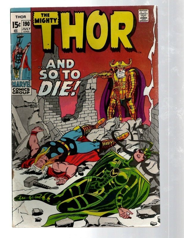 Mighty Thor # 190 VG/FN Marvel Comic Book Loki Odin Asgard Sif Avengers Hulk RB8