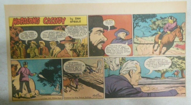 Hopalong Cassidy Sunday Page by Dan Spiegle from 8/21/1955 Size: 7.5 x 15 inches