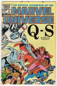 Official Handbook of Marvel Universe #9 ORIGINAL Vintage 1986 Marvel Comics