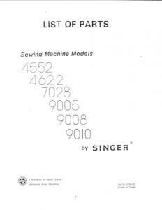 Singer 9008 Sewing Machine Parts Lists and Exploded Views...