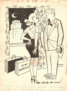 Sexy Babe Just Married Gag - 1959 Humorama art by Joe Buresch