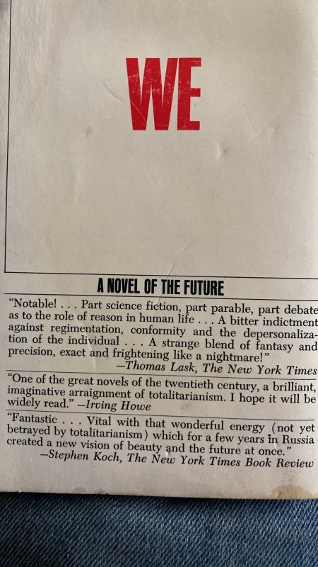 We by Zamyatin,1972 3rd Ed paperback