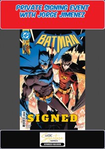 BATMAN #2 MAIN COVER RAW JORGE JIMENEZ SIGNED W/COA PRIVATE SIGNING PRESALE NM