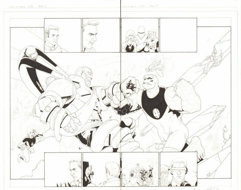 Ultimate X-Men #92 DPS - Apocalypse vs Fantastic Four - 2008 by Salvador Larroca 