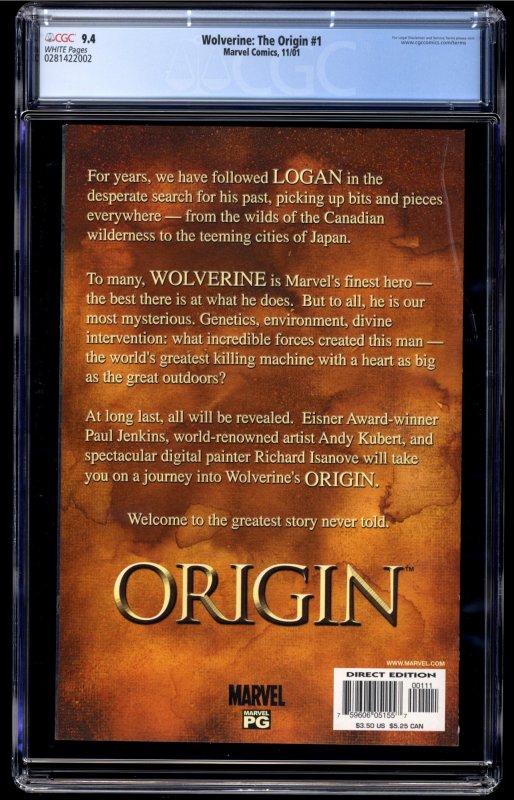 Wolverine: The Origin #1 CGC NM 9.4 White Pages