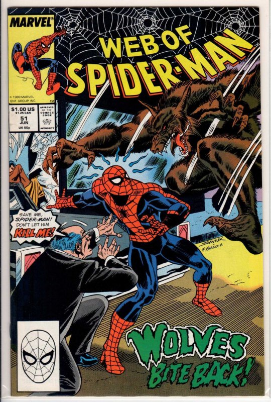 Web of Spider-Man #51 Direct Edition (1989) 9.2 NM-