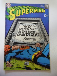 Superman #213 (1969) VG+ Condition stain on interior page