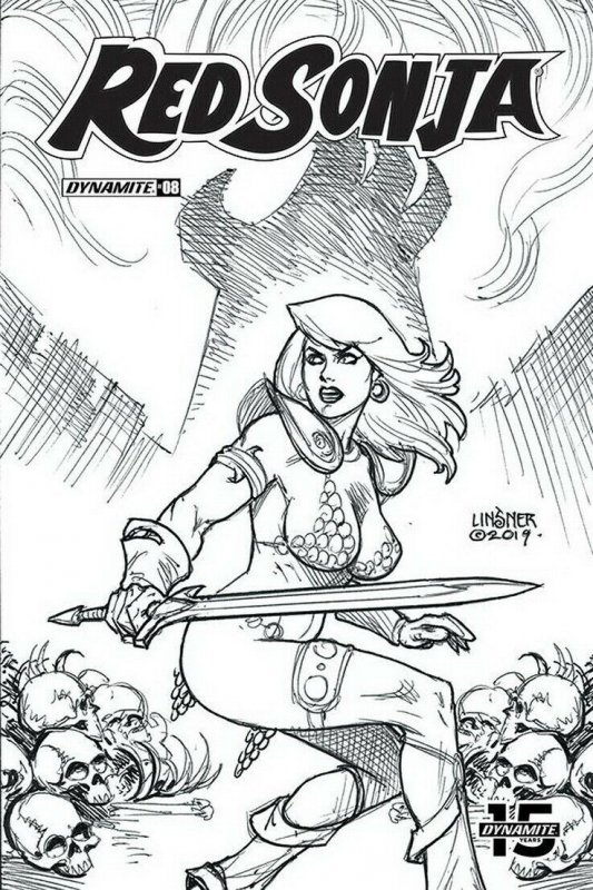 RED SONJA (2018 D. E.) #8 VARIANT 1:30 LINSNER B&W INCV PRESALE-09/11