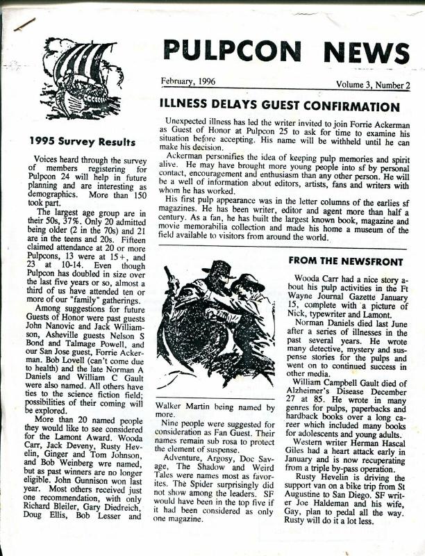 PulpCon News 2/1996-PulpCon 1996-Nelson Bond-Talmage Powell-VG