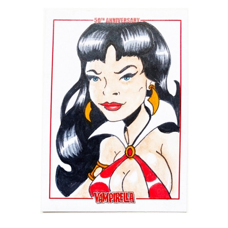 Vampirella 50Th Anniversary Sketch Card By Wilson Ramos Jr Dynamite (H)