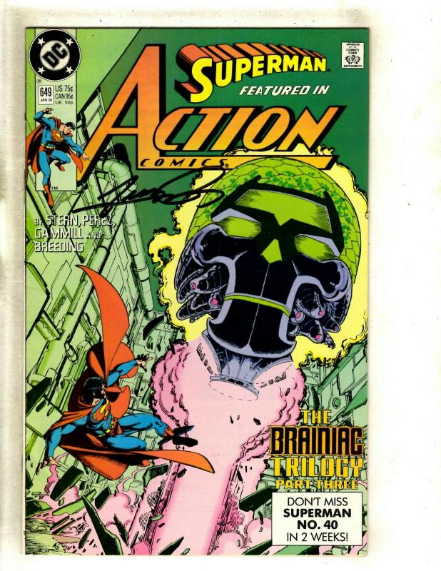 Action Comics # 649 NM- DC Comic Book SIGNED George Perez Superman Braniac J372