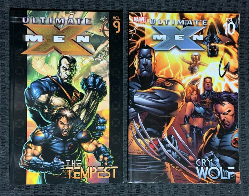 2005 ULTIMATE X-MEN v.9 FVF 2nd & 2005 v.10 FN 1st SC Marvel Comics LOT of 2 