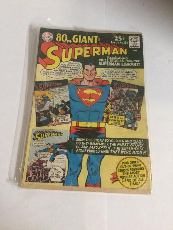 Superman 183 Back Cover Missing Coverless DC Comics Silver Age