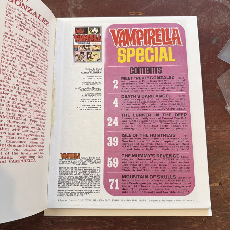 Vampirella Special #1 1977 Warren Publishing Magazine Comic Horror VG+