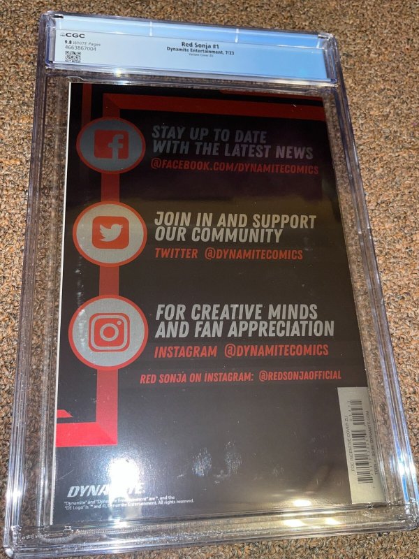 Red Sonja 1 (Dynamite 2023), Frison ZU 1:25 Virgin Foil Variant, CGC 9.8
