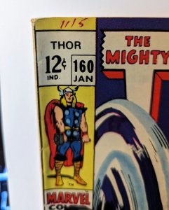 The Mighty Thor 160 Silver Age Marvel Comic 1969 -Combine Ship