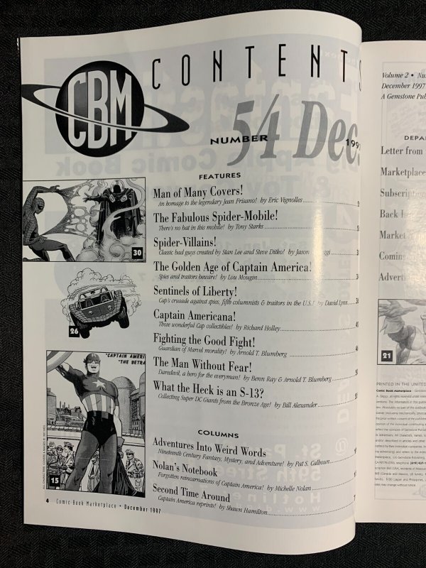 1997 COMIC BOOK MARKETPLACE Magazine #54 VG+ 4.5 Captain America vs Daredevil