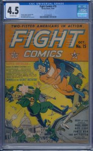 FIGHT COMICS #15 CGC 4.5 FICTION HOUSE GOLDEN AGE CLASSIC