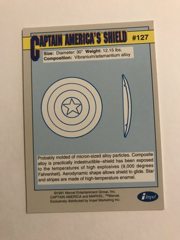 CAPTAIN AMERICA’s SHIELD #127: Marvel Universe 1991 Series 2 card; Impel, NM/M