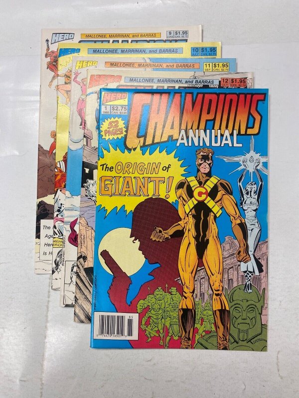 5 Champions HERO comic books #9 10 11 12 Annual #1 3 KM27