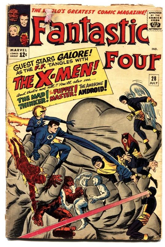 FANTASTIC FOUR-#28-1964-X-MEN-JACK KIRBY ART-g/vg