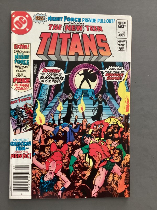 The New Teen Titans #21 Newsstand Edition (1982) 1st Brother Blood
