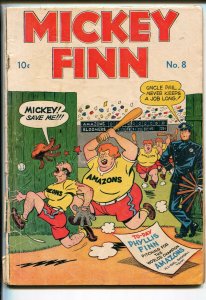 MICKEY FINN #8 1945-PUBLICATION ENT-LANK LEONARD ART-BASEBALL-MAN IN DRAG-good