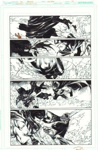 Batman Detective #10 p.13 Signed blue line ink art of Ed Benes by Rob Hunter