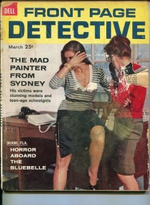 FRONT PAGE DETECTIVE-MARCH 1959-SPICY-MURDER-KIDNAP-RAPE-BILL STONE COVER-poor P