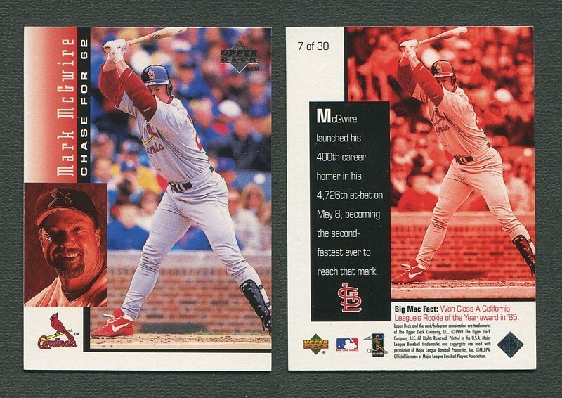 1998 Upper Deck Mark McGwire's Chase for 62#5  