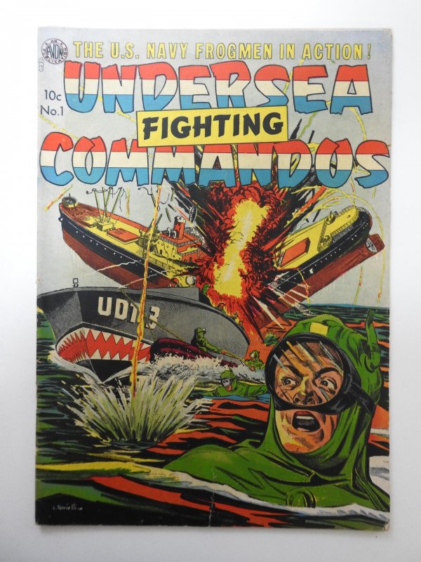 Fighting Undersea Commandos #1 (1952) GD/VG Condition! 1 1/2 in tear front cover