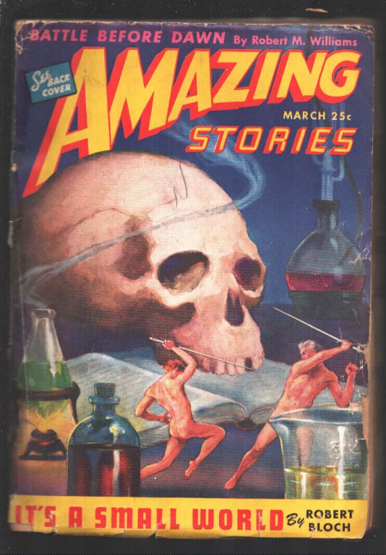 Amazing Stories-Pulps-3/1944-Skull horror cover by J. Allen St. John-WWII era...