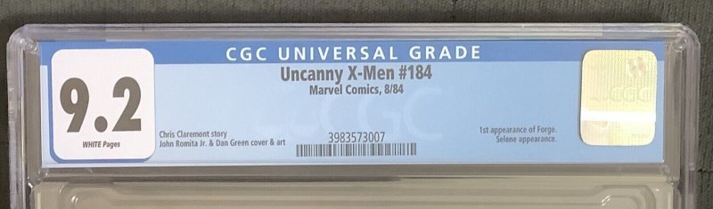 Uncanny X-Men #184 (1984, Marvel) 1st Appearance of Forge! CGC Graded 9.2