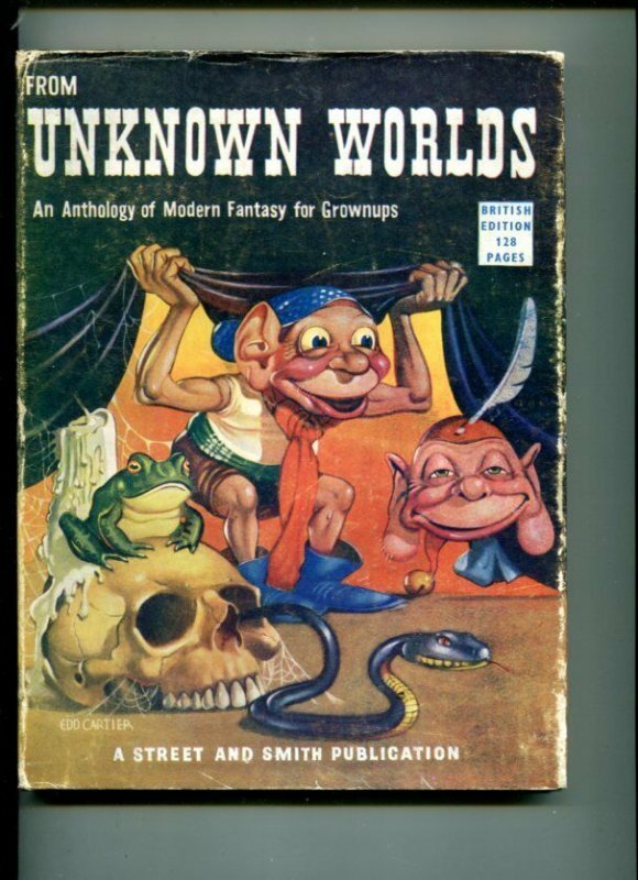 FROM UNKNOWN WORLDS-1952-BRITISH-CARTIER COVER-BLOCH-STURGEON-KUTTNER-vg