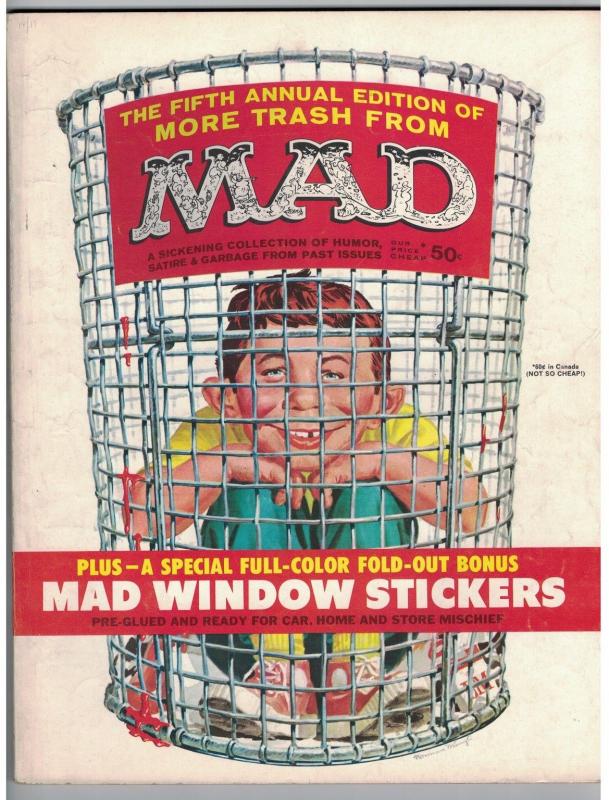 MORE TRASH FROM MAD (1962) 5 VG-F MAD WINDOW STICKERS